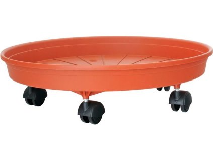 Podložka pod květináč ICS MARGHERITA 45 cm, kulatá, vozík s kolečky, barva terakota, plast