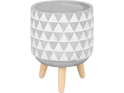 Dekorace MagicHome, Květináč s mozaikou, šedý/bílý, cement, s nožkami, 13x13x12 cm