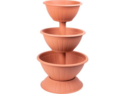 Květináč Strend Pro PYRAMID, třípodlažní, 82 cm, terakota