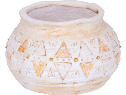 Dekorace MagicHome, Květináč s mozaikou, světlý hnědý, keramika, 36x36x23 cm