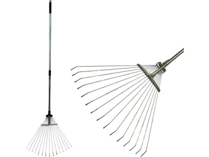 Hrábě na listí Strend Pro R120, vějířové, teleskopické, kovová násada