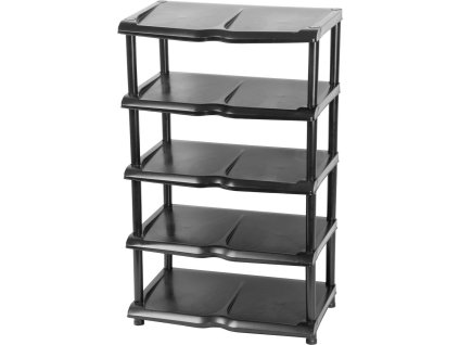 Regál Strend Pro, na topánky, 5 priečkový, čierny, 48x30,5x86 cm