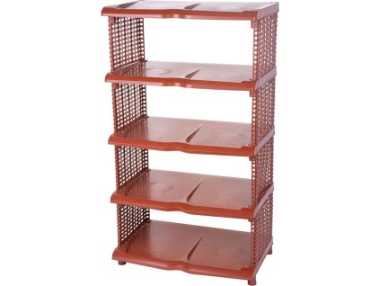 Regál Strend Pro, na topánky, 5 priečkový, plast, ratan, 48x30,5x86 cm