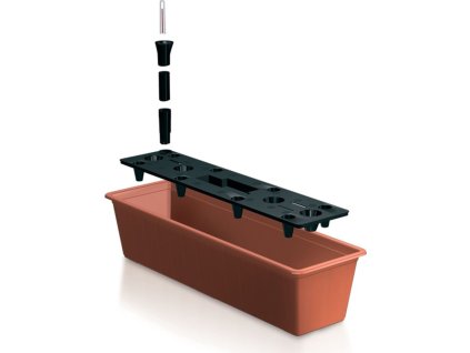 Truhlík BALCONY CAN 60 cm + zavlažovací systém - barva: terakota