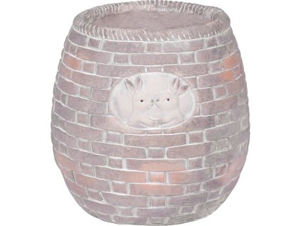 Dekorace MagicHome, Květináč s mozaikou, hnědý, se zajíčky, keramika, 25x25x25 cm