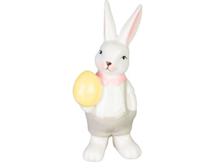 Dekorace MagicHome, Zajíček s vajíčkem, velikonoční, 6,3x6,5x14,9 cm