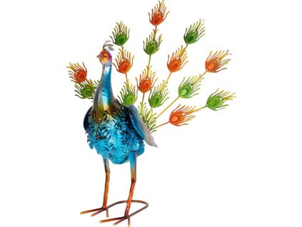 Dekorace MagicHome Mecco, Páv, plech, 49x35,5x53 cm