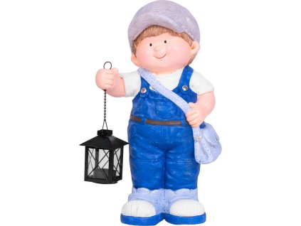 Dekorace MagicHome, Chlapeček s lucernou, keramika, 22,5x16x41 cm
