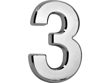 Číslo MagicHome "3" domové, s lepiacou páskou, strieborné, popisné, 70x100 mm, ABS