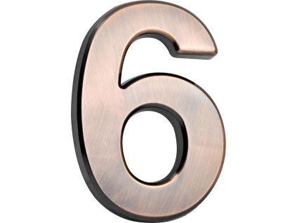 Číslo MagicHome "6" domové, s lepiacou páskou, bronzové, popisné, 70x100 mm, ABS