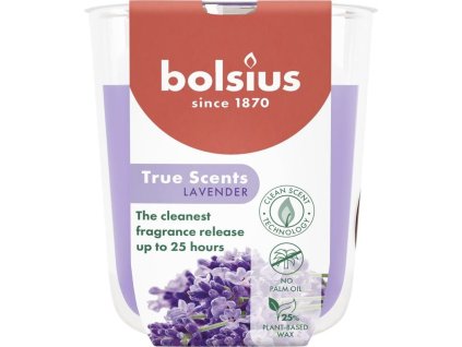 Svíčka Bolsius True Scents, levandule, 80x73 mm, ve skle