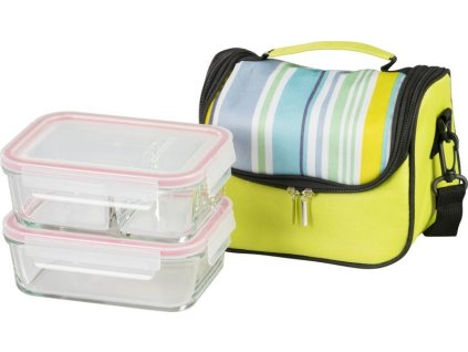 Dóza MagicHome, sada 2 ks, 2 x 900 ml, obdélníková, s chladícím boxem, termobox, termo taška, skleněná