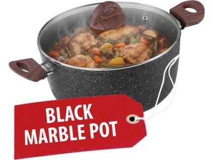 Hrniec MagicHome Black Marble Line, 28 cm, 5900 ml, s pokrievkou