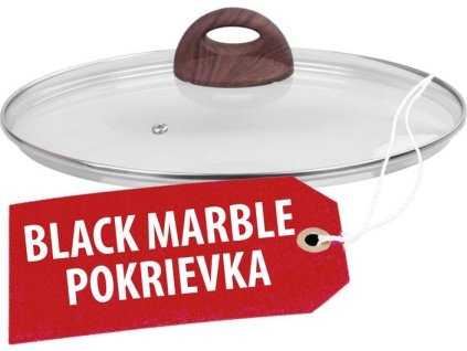 Pokrievka MagicHome Black Marble Line, sklenená, 26 cm