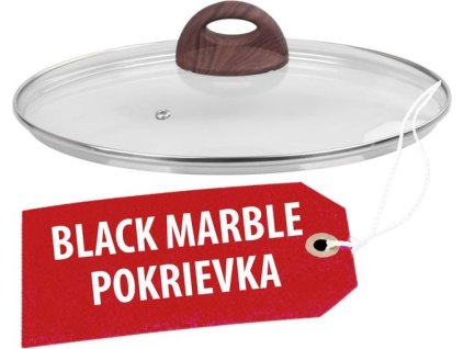 Pokrievka MagicHome Black Marble Line, sklenená, 24 cm