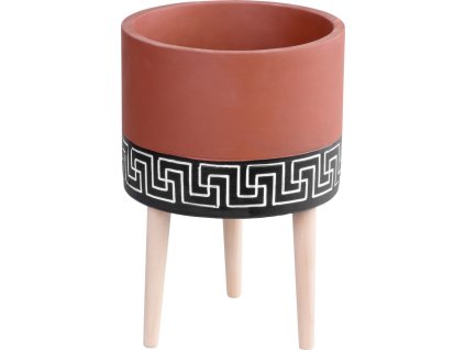 Dekorace MagicHome, Květináč s mozaikou, cement, terakota, s nožkami, 22x22x31 cm