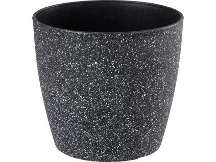 Květináč Strend Pro Stone, 23x20,5 cm, černý, efekt kamene
