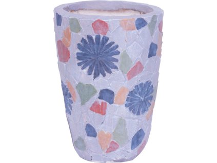 Dekorace MagicHome, Květináč s mozaikou, šedý, keramika, 20,5x20,5x28 cm