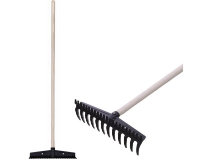 Hrábě zahradní Strend Pro Premium S892, 325x115 mm, 12 zubů, oboustranné, dřevěná násada