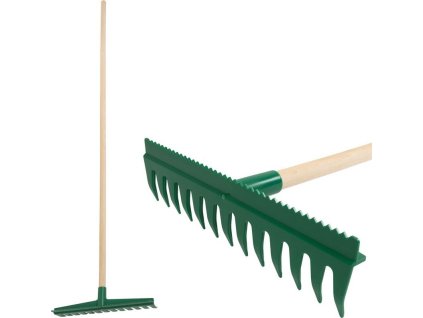 Hrábě vyrovnávací R140, 13 zubé, plastové, s urovnávací hranou, 160 cm násada