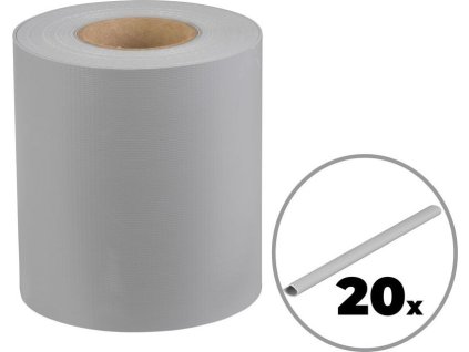 Páska Strend Pro EUROSTANDARD, 190 mm, L-26 m, stínící, šedá, krycí, na plotové panely, 1050 g/m2, PVC, RAL7040