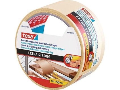 Páska tesa® Extra STRONG Permanent, oboustranně lepící, fóliová, bílá, 50 mm, L-5 m