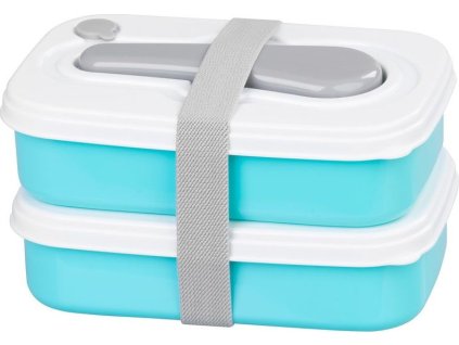 Obedár MagicHome, hranatý, 2 dielny, s vidličkou/lyžicou, 2x 1000 ml, 20,8x13,5x12,4 cm