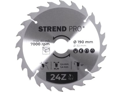 Kotúč Strend Pro TCT 190x2.4x30/20 mm 24T, na drevo, pílový, SK plátky