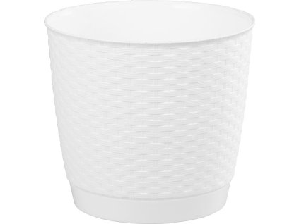 Kvetináč RATOLLA Round 250, biely, s podložkou