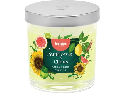 Svíčka Bolsius Floral Fusion Slunečnice a Citrus, vonná, 80/72 mm, ve skle