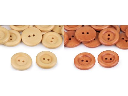 Dřevěný knoflík dvoudírkový velikost 36" (Balení 50 ks, Varianta 2 přírodní stř.)