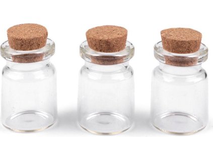 Skleněná lahvička s korkem 20x30 mm (Varianta transparent, Balení 10 lahv.)