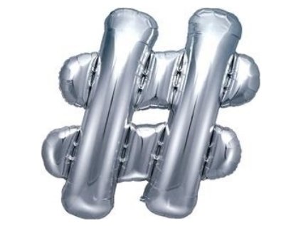 0008672 foliovy symbol hashtag stribrny 35 cm 600