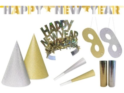 0023987 party set na silvestr 27 ks happy new year glitter 600