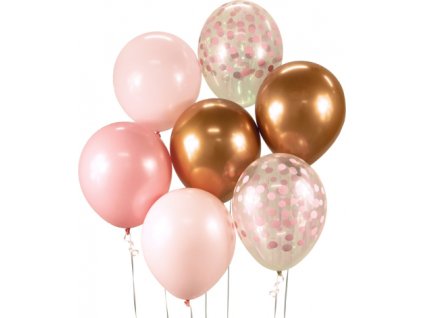 0016677 balonkovy buket chrome ruzovo medeny 7 ks 600