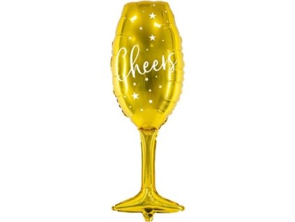 0017264 foliovy balonek sklenka sektu zlata cheers 80 cm 600