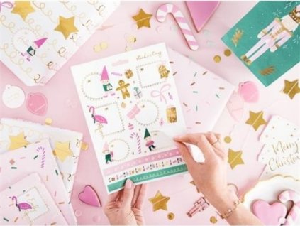 0014626 sada samolepek a jmenovek na darky ruzova 26 ks 600