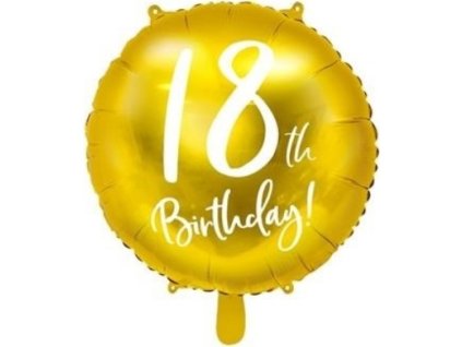 0013605 foliovy balonek zlaty 18th birthday 45 cm 600