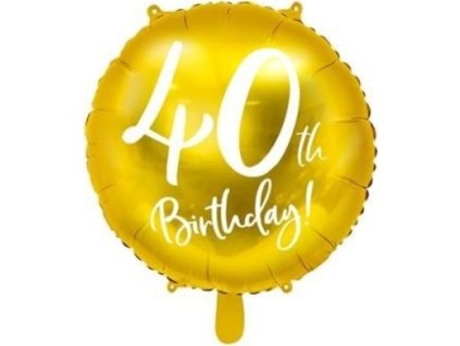 0013607 foliovy balonek zlaty 40th birthday 45 cm 600