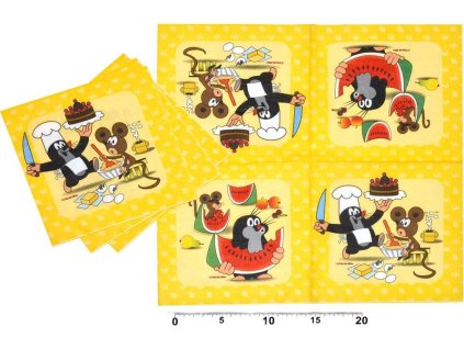 Párty ubrousky Krteček - Krtek a kamarádi 12 ks, 33 cm