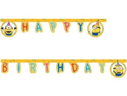 0028709 narozeninovy napis happy birthday mimoni 300 cm 600