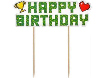 0022567 dekorace na dort game on happy birthday 14 cm 600