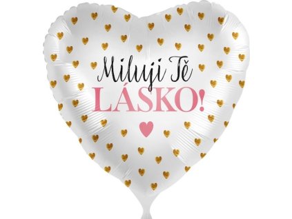 0018532 foliovy balonek miluji te lasko zlata srdicka cz 43cm 600