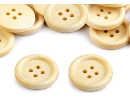 Dřevěný knoflík čtyřdírkový velikost 32" (Balení 10 ks, Varianta 1 přírodní sv.)