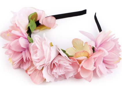 Čelenka do vlasů s květy (Balení 1 ks, Varianta 1 pudrová)