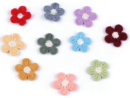 Vyšívaný květ Ø1,5 cm (Balení 10 ks, Varianta mix)