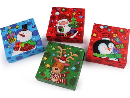 Vánoční dárková krabička s jmenovkou (Balení 1 ks, Varianta 1 červená Santa)