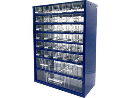 skříňka 3 velikosti 30 mal.,2 stř.,1 vel.zásuvka 30,5x46x15,5cm kov.MO