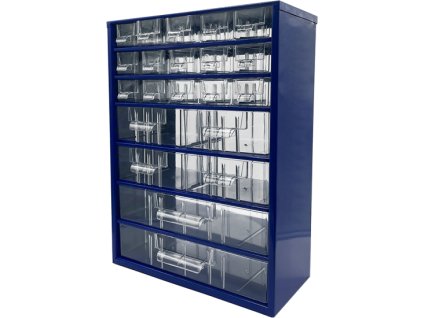 skříňka 3 velikosti 15 mal.,4 stř.,2 vel.zásuvky 30,5x46x15,5cm kov.MO