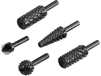 WOLFCRAFT - Rašple a záhlubník dřevo/kov, sada 5ks